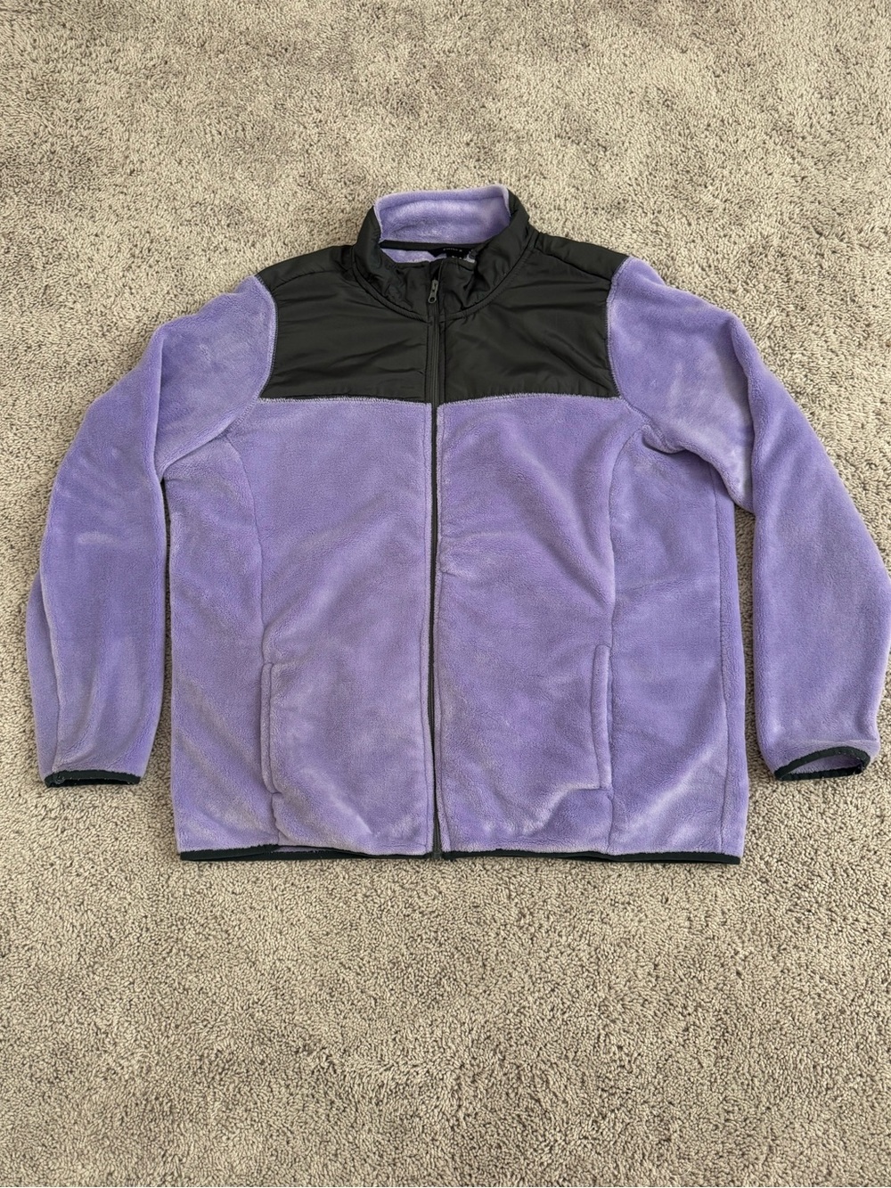 Emily B Colorblock Full Zip Teddy Fleece Purple Jacket 3X